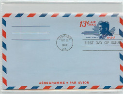 USA  -   Aerogramme - FDC 1967 -  13c.  Kennedy - 1961-80