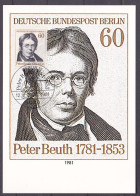 (654) Berlin Maximumkarte 1981 200. Geburtstag Von Peter Christian Wilhelm Beuth (MKB-1-17) - Maximum Cards