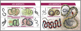 CENTRAL AFRICAN REP. 2023 MNH Snakes Schlangen Serpents M/S+S/S - OFFICIAL ISSUE - DHQ2337 - Serpents