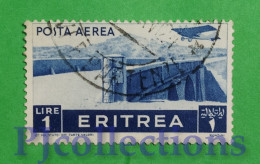 S34- ERITREA 1936 SOGGETTI AFRICANI POSTA AEREA L.1 USATO - USED - Eritrée