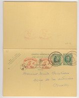 Entier Postal Type Houyoux N° 77 I - FN - 20 Et 10/5 + 20 Et 10/c Vert  - Avec Réponse Payée - B003 2x5c  (RARE)  - 1931 - Vorausbezahlte Antwortkarten