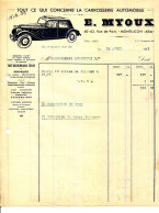 FACTURE.03.ALLIER.MONTLUÇON.TOUT CE QUI CONCERNE LA CARROSSERIE AUTOMOBILE.E.MYOUX 60-62 RUE DE PARIS - Cars