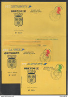 GRENOBLE - ISERE / 1984 - 3 ENTIERS POSTAUX  ILUSTRES FDC DIFFERENTS (ref 7246) - Umschläge Mit Aufdruck (vor 1995)