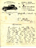 FACTURE.34.MONTPELLIER.AUTO-ECOLE.CYCLES.MOTOS.E.RICHARD 28 RUE DU COURREAU. - Automobile