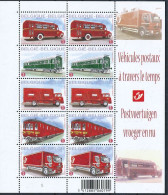 TIMBRE STAMP ZEGEL BELGIQUE  FEUILLET DE 2 X 5 4056-4060 VEHICULES POSTAUX A TRAVERS LE TEMPS  XX - 2011-2020