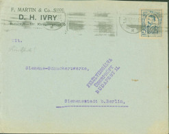 Roumanie Perforé YT 210 Charles 1er Perforation D.H.I. F Martin & Co D.H Ivry 9 SEPT 15 Censure Budapest - Covers & Documents