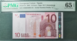 10 EURO SPAIN 2002 DUISENBERG M003H3 SC FDS UNC. PMG 65 EPQ - 10 Euro