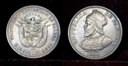 PANAMA 1904, 25 Centesimos - CONQUISTADOR BALBOA Silver (.900) • 12.5 G •  30.6 Mm,  Free Shipping - Panama