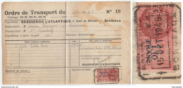 BIERE - BEER - BIER / 1945 FISCAL PERFORE "BA" BRASSERIES L'ATLANTIQUE - BORDEAUX - SUR DOCUMENT (ref 790a) - Cervezas