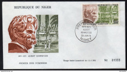 DOCTEUR ALBERT SCHWEITZER - NOBEL / 1975 NIGER ENVELOPPE FDC NUMEROTEE (ref 2694c) - Albert Schweitzer