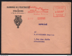 ELECTRICITE - CHAUFFE-EAU  / 1957 STRASBOURG EMA PUBLICITAIRE SUR LETTRE (ref LE2262) - Elektriciteit