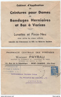 SANTE - PHARMACIE - OPHTALMOLOGIE - LUNETTES - SAINT GAUDENS / 1947 ENVELOPPE AVEC PUBLICITES (ref 7667) - Pharmacy