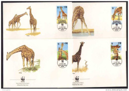 GIRAFE - GIRAFFE  - WWF / 1989 KENYA 4 ENVELOPPES FDC ILLUSTREES (ref CM141) - Jirafas