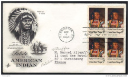 INDIENS D AMERIQUE - INDIAN / 1968 USA  ENVELOPPE PREMIER JOUR ILLUSTREE AYANT VOYAGE (ref 6160) - American Indians