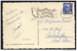 HORLOGERIE - VILLERS LE LAC - DOUBS / 1955 OBLITERATION SECAP ILLUSTREE SUR CARTE POSTALE (ref 398) - Horloges