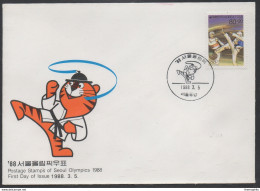 KARATE - ARTS MARTIAUX / 1988 COREE ENVELOPPE  FDC ILLUSTREE  (ref LE799) - Non Classificati