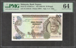 Malaysia 20 Ringgit Abdul Aziz Taha 1982 - 1984 Pick-22 PMG 64 No Remark - Maleisië