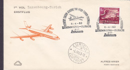 Luxembourg LUXAIR First Flight Premier Liason Aerienne FOKKER Friendship LUXEMBOURG - ZÜRICH LUXEMBOURG 1963 Cover Brief - Brieven En Documenten