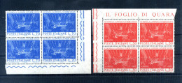 1962 Rep. It. SERIE COMPLETA MNH QUARTINA Pascoli - 1961-70: Ungebraucht