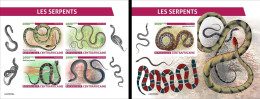 Centrafrica 2023, Animals, Snake, 4val In BF+BF IMPERFORATED - Serpents