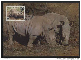 RHINOCEROS  / SWAZILAND / WWF 1987 CARTE MAXIMUM FDC (ref 2300) - Neushoorn