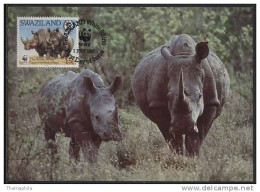 RHINOCEROS  / SWAZILAND / WWF 1987 CARTE MAXIMUM FDC (ref 2357) - Rhinoceros