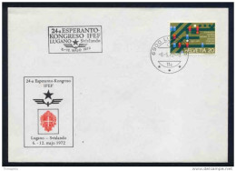 ESPERANTO - TRAIN - CHEMINOTS / 1972 SUISSE ENVELOPPE A ENTETE DU CONGRES IFEF (ref 1878) - Esperanto