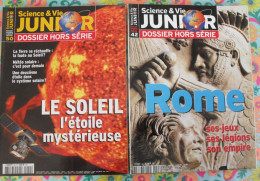 2 Revues Sciences & Vie Junior. Dossier Hors-série 1999-2002. Rome, Soleil - Science