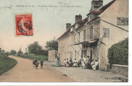 BURES  -  Route De Chartres  " A La Grande Halte "  (carte Colorisée) - Bures Sur Yvette