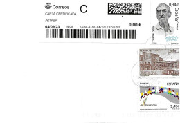 Certificado De Petrer Alicante A Zaragoza 2023, Bonito Franqueo ! - Briefe U. Dokumente