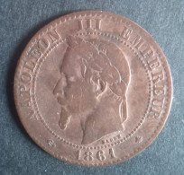 2 Centimes Napoléon III, Tête Laurée 1861 A - 2 Centimes