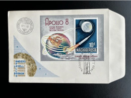 HUNGARY MAGYAR 1969 FDC SPACE APOLLO 8 HONGARIJE UNGARN - Storia Postale