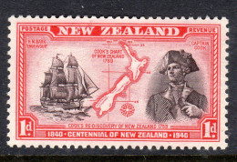 NEW ZEALAND - 1940 BRITISH SOVEREIGNTY ENDEAVOUR SHIP COOK 1d STAMP FINE MOUNTED MINT MM * SG614 - Nuovi