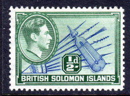 BRITISH SOLOMON ISLANDS - 1939 KGVI ½d SPEARS & SHIELD STAMP FINE LIGHTLY MOUNTED MINT LMM * SG60 REF C - Iles Salomon (...-1978)