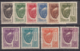 Togo 1941 Timbre Taxe Mi#22-31 Mint Hinged - Neufs