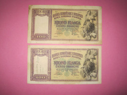 Albania Banknotes Lot 2 X 100 Franga ND 1939 (1), First And Second Edition - Albanien