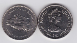 Guernsey - 25 Pence 1977 AUNC 25 Years Of The Reign Of Queen Elizabeth II Lemberg-Zp - Guernsey