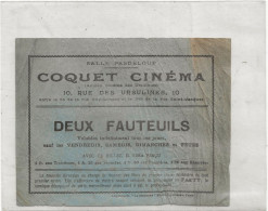 23-0841 Coquet Cinema Deux Fauteuils  10 Rue Des Ursulines - Tickets - Entradas