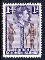 BRITISH SOLOMON ISLANDS - 1939 KGVI 1d NATIVE CONSTABLE & CHIEF STAMP FINE LIGHTLY MOUNTED MINT LMM * SG 61 REF C - Iles Salomon (...-1978)