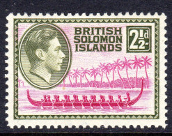 BRITISH SOLOMON ISLANDS - 1939 KGVI 2½d BOAT SHIP STAMP FINE LIGHTLY MOUNTED MINT LMM * SG 64 - Islas Salomón (...-1978)