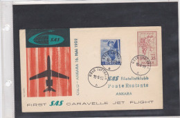 NORWEGEN - SAS-  LUFTPOST -  FLUGPOST- 1.FLUGLINIE VON OSLO NACH  ANKARA 1959 - Aéreo