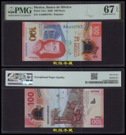 Mexico 100 Pesos (2020), Polymer, Low Serial Number In Folder, PMG67 - Mexico