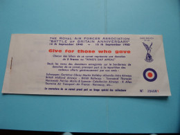 The ROYAL AIR FORCE Association " BATTLE Of BRITAIN Anniversary 1940/1980 ( Voir SCANS ) Paris Branch ! - Dokumente