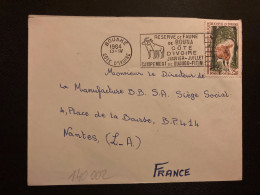 LETTRE Par Avion Pour La FRANCE TP BOOCERCUS EURYCEROS BONGO 25F OBL.MEC.13 IX 1964 BOUAKE RESERVE DE FAUNE DE BOUNA - Côte D'Ivoire (1960-...)