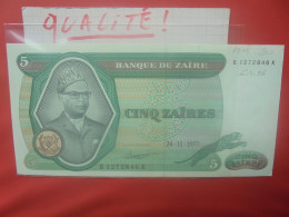 ZAIRE 5 ZAIRES 1977 Peu Circuler Belle Qualité (B.30) - Zaïre