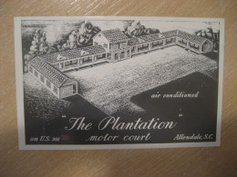 ALLENDALE South Carolina The Plantation Motor Court Hotel Postcard USA - Altri & Non Classificati
