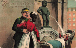 BELGIQUE  - Bruxelles - Souvenir De Bruxelles - Manneken-Pis - Colorisé - Carte Postale Ancienne - Monumentos, Edificios