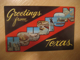 HOUSTON Texas Greetings From Rice Stadium Coliseum Music Hall Zoo Port ... Postcard USA - Houston