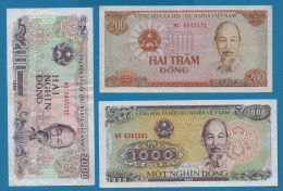 LOT BILLETS 3 BANKNOTES: VIETNAM 20 - 1000 - 2000 DONG 1987-88 - Kilowaar - Bankbiljetten