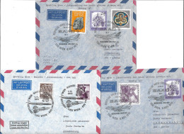 0098e: 3 Erstflüge Wien- Johannesburg 1972 Und 1976, Österreich- Frankatur - Lettres & Documents